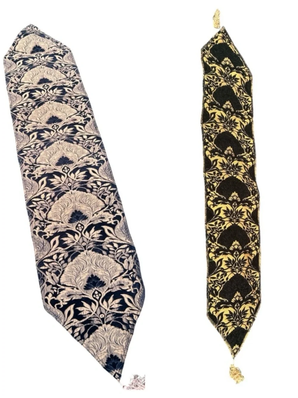 Elegant Black and Gold Damask Table Runner - Classic Home Dining